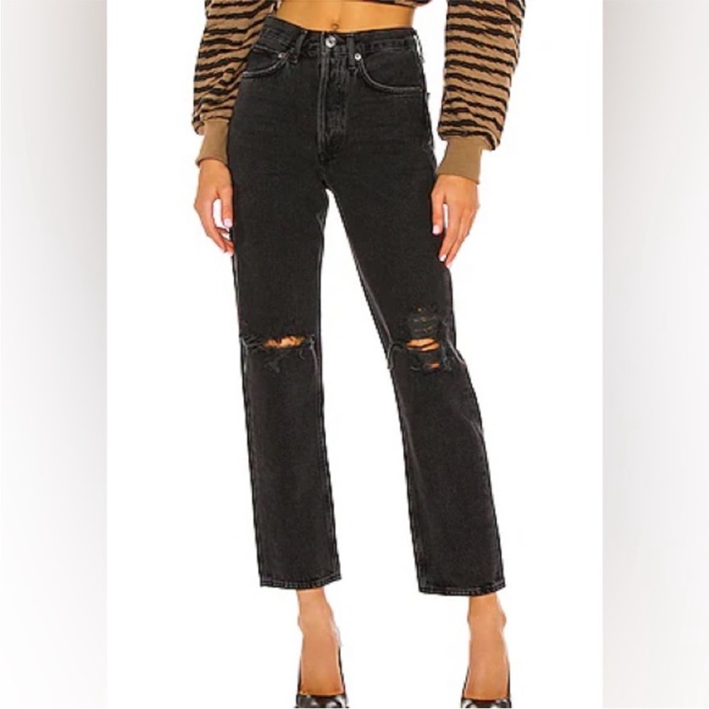 AGOLDE 90’s fit Washed Black Distressed Jeans